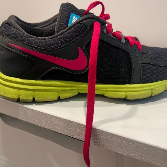 Nike Kids Sneakers - Black, Pink, and Neon Yellow - Picture 1 of 9